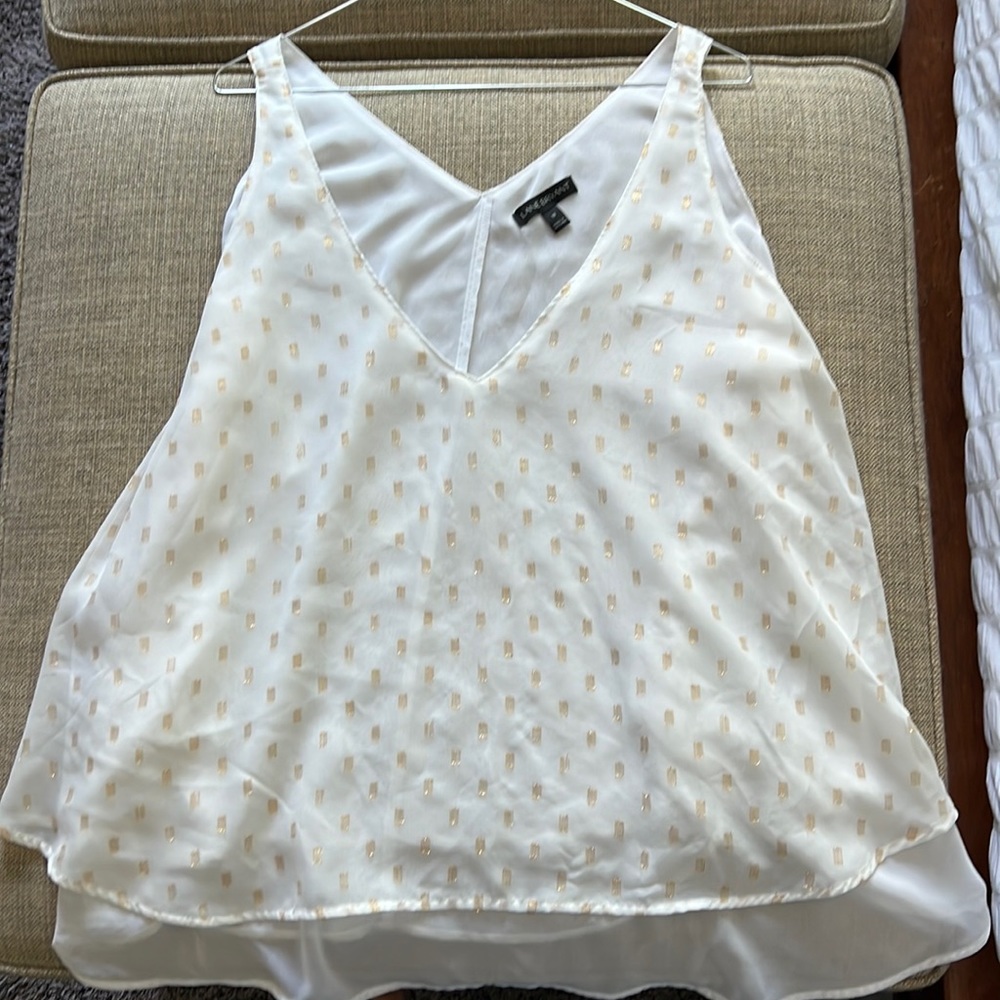Lane Bryant- Cream and gold flowy tank top!